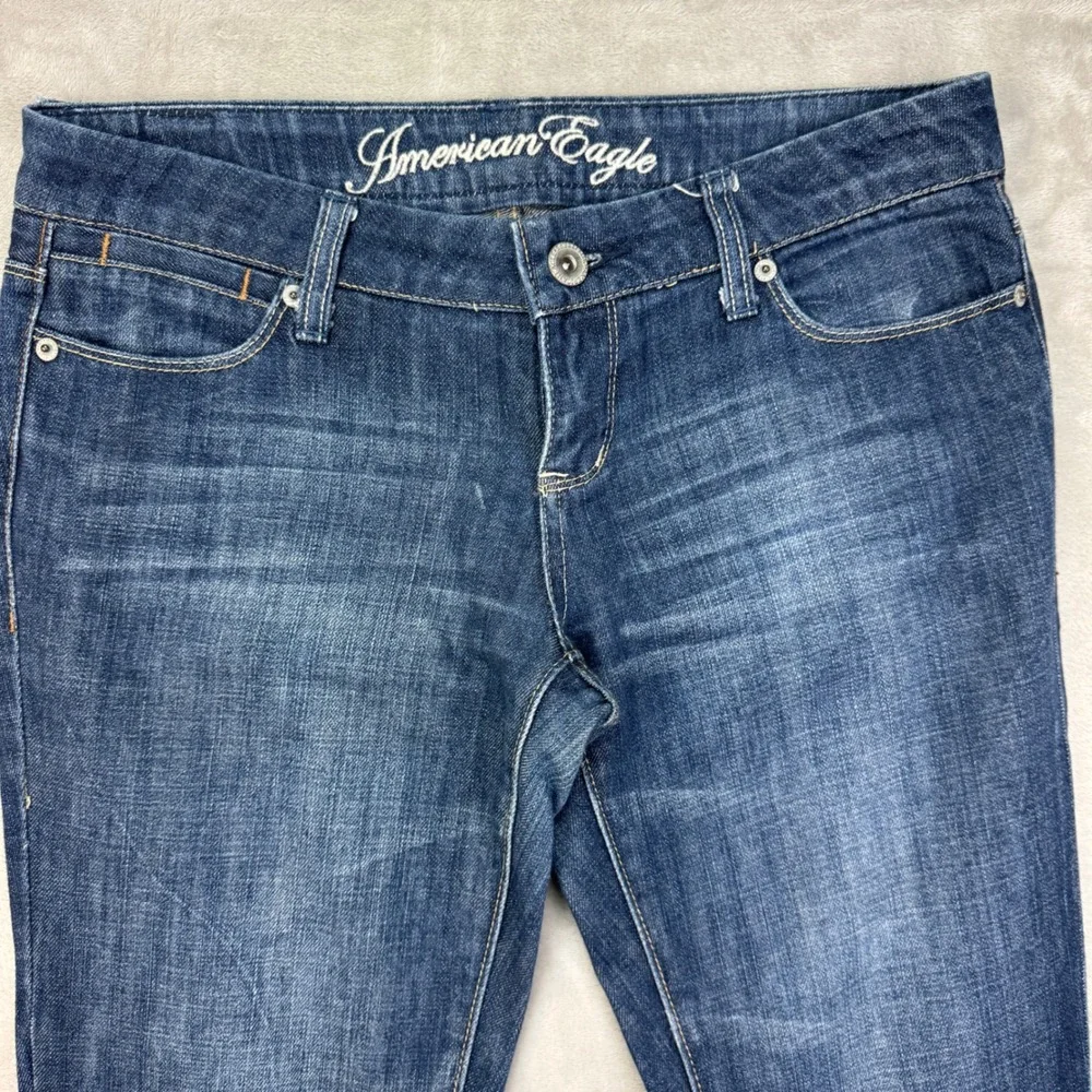 American Eagle Real Flare Jeans Womens 4 Blue Low‎ Rise Wide Leg Y2K Boho